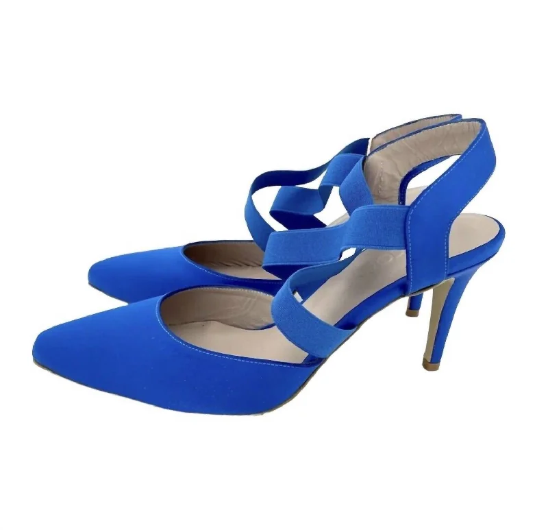 Stiletto Heel Pumps with Perfect Fit--Women's Satin Pointed Toe Pumps Stiletto Heels In Blue-Fashionable & Classic