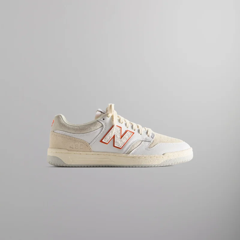 Versatile Heeled Sandals for Any Occasion---Kith & New Balance Madison Square Garden Numeric 480 - White Orange