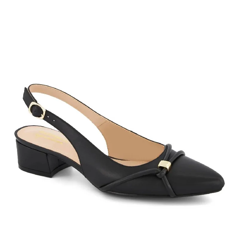 Versatile Heeled Sandals for Any Occasion---Women's Slingback Low Heel Pumps In Black