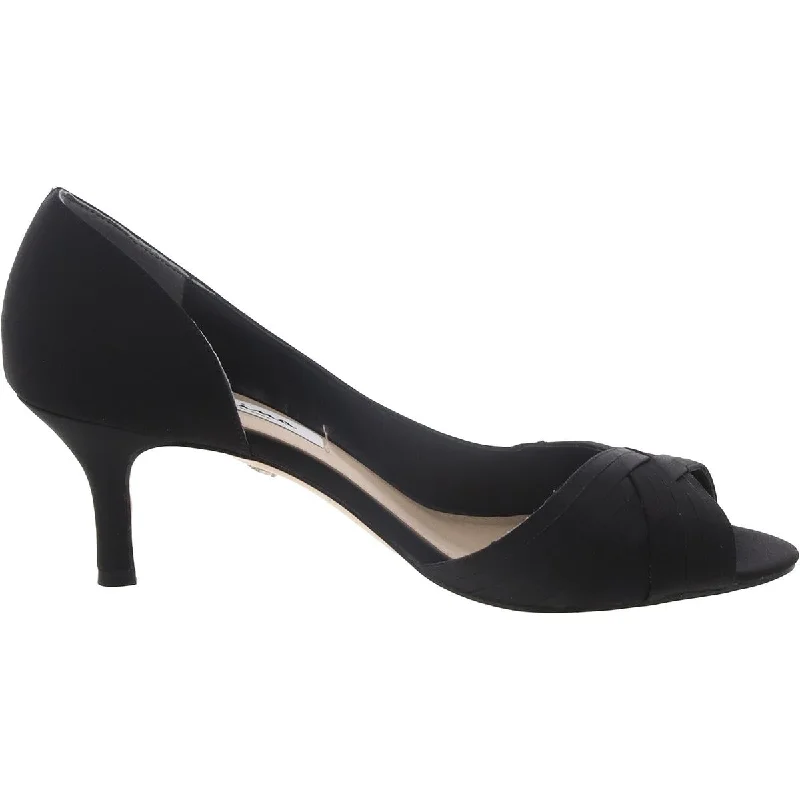 Trendy Peep Toe Platform Heels Crafted from Genuine Leather--Nina Womens Faux Leather Peep Toe D'Orsay Heels