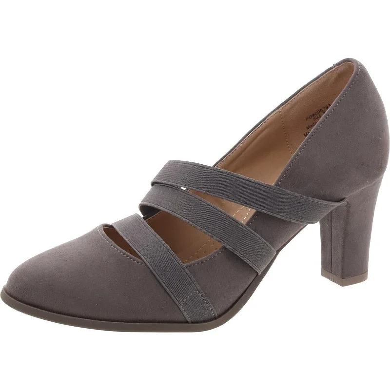 Affordable Suede Ankle Pumps for All-Day Wear--Womens Round Toe Faux Suede Pumps