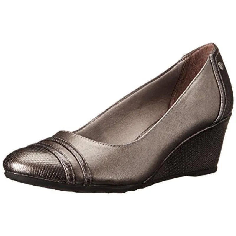 Sleek and Shiny Patent Pump Heels for a Polished Look--LifeStride Womens Juliana Patent Toe Cap Wedge Heels