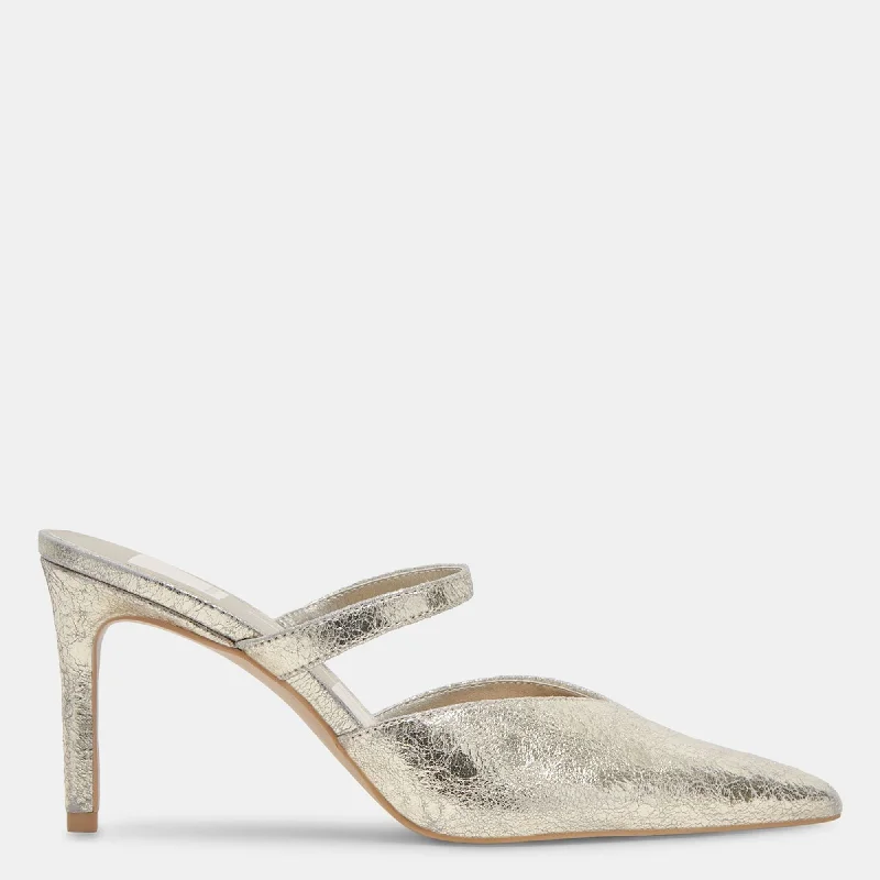 Kanika Heels Platinum Distressed Leather---Comfortable Leather Pumps for Office and Everyday Wear