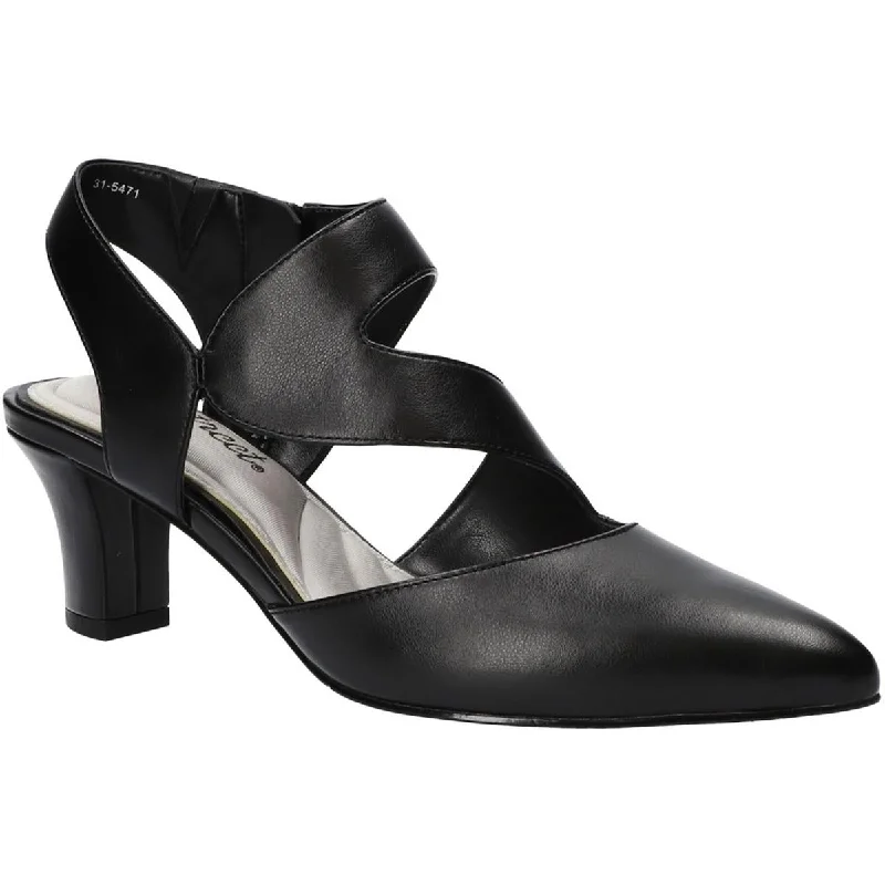 Fashionable Leather Slingback Pumps for Casual Wear--Easy Street Womens Venue Faux Leather Slingback Pumps