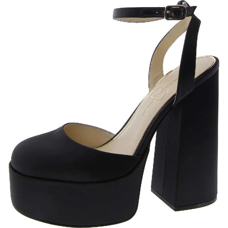 Jessica Simpson Womens Skilla Satin Block HeelAffordable Satin Heels with a Luxe Touch