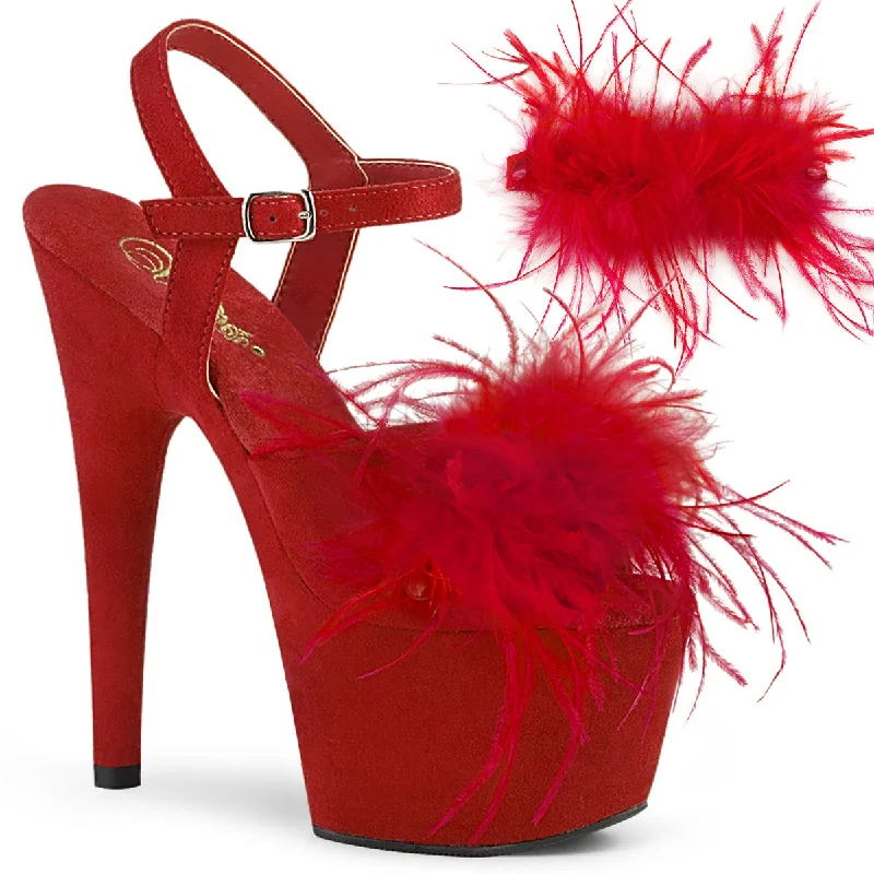 Red Faux Suede-Feather/Red Faux Suede