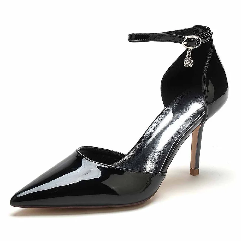 Stylish Ankle Strap Heels for Women--Women's Stilettos Ankle Strap Pointed Toe Heels Prom Dress Pumps