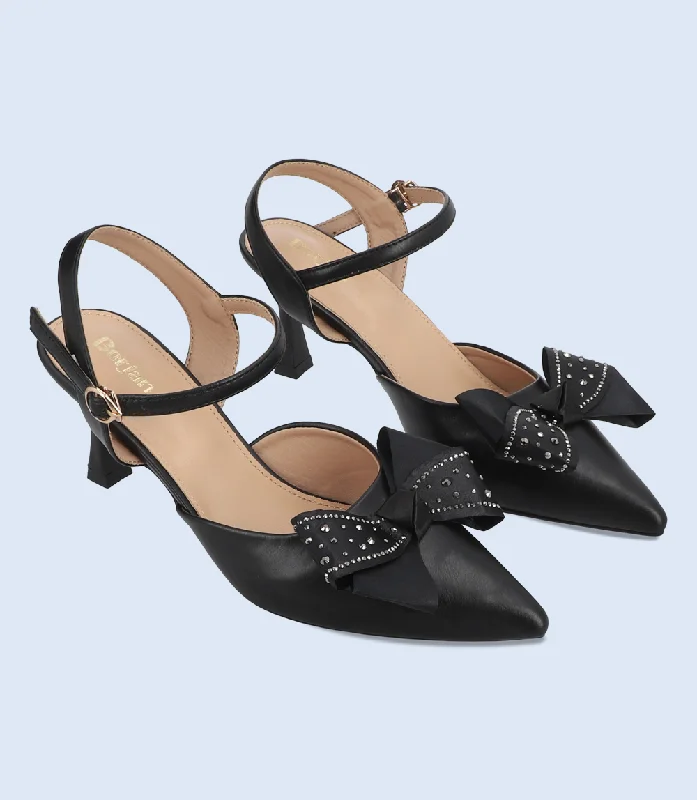 Versatile Heeled Sandals for Any Occasion---BW10155-BLACK-Women Sling back