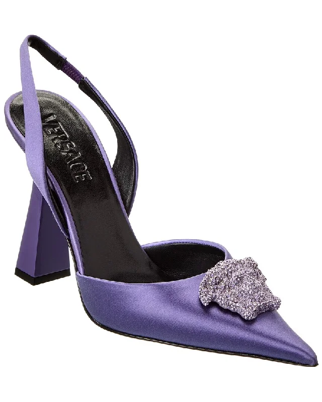 Versace La Medusa Satin Slingback PumpAffordable Satin Heels with a Luxe Touch