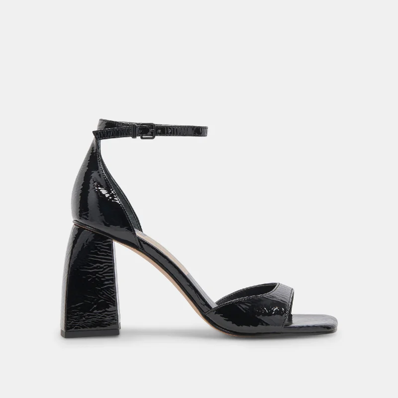 Stiletto Heel Pumps with Perfect Fit--JANEY HEELS MIDNIGHT CRINKLE PATENT-Fashionable & Classic