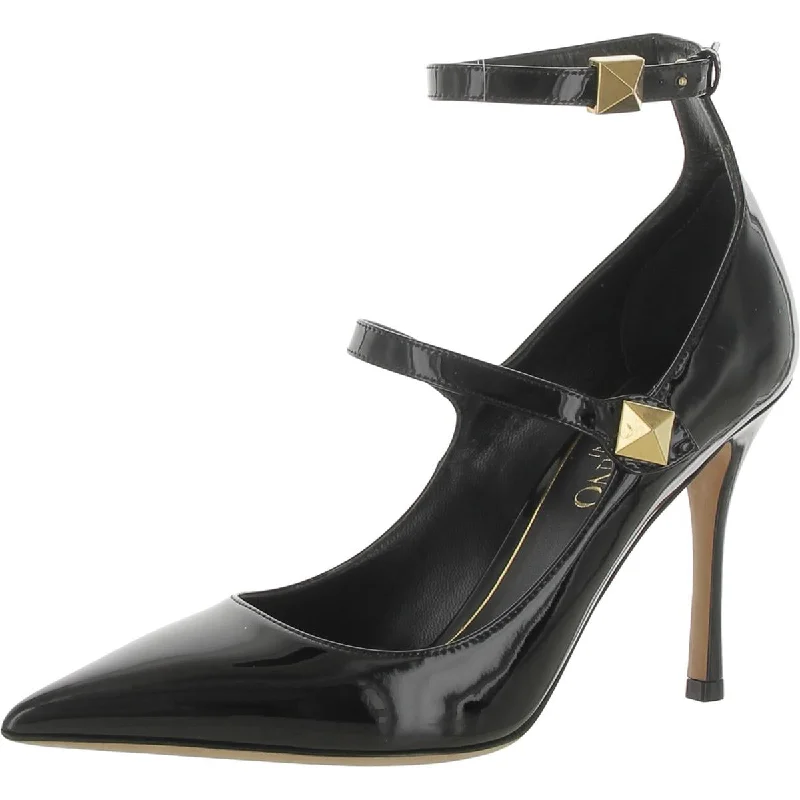 Sleek and Shiny Patent Pump Heels for a Polished Look--Valentino Garavani Womens Patent Leather Embellished Ankle Strap