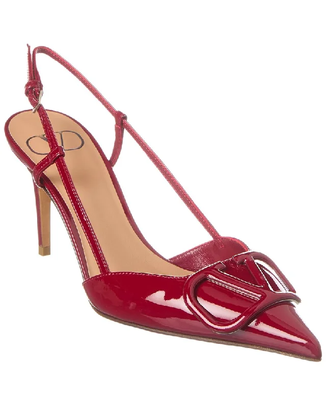 Sleek and Shiny Patent Pump Heels for a Polished Look--Valentino VLogo 80 Patent Slingback Pump