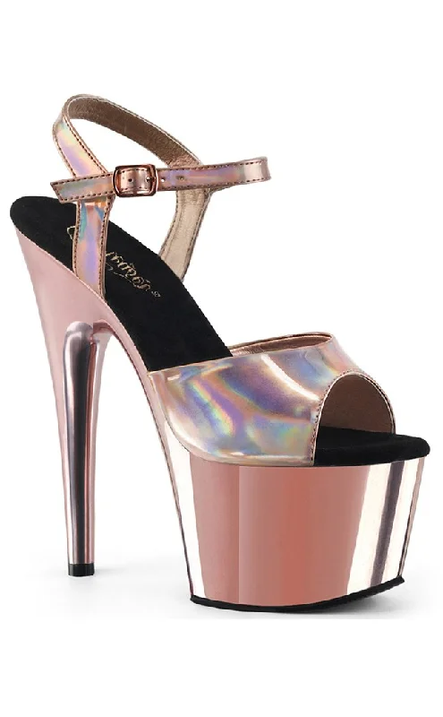 Stiletto Heel Pumps with Perfect Fit--ADORE-709HGCH Rose Gold Hologram & Chrome Heels-Fashionable & Classic