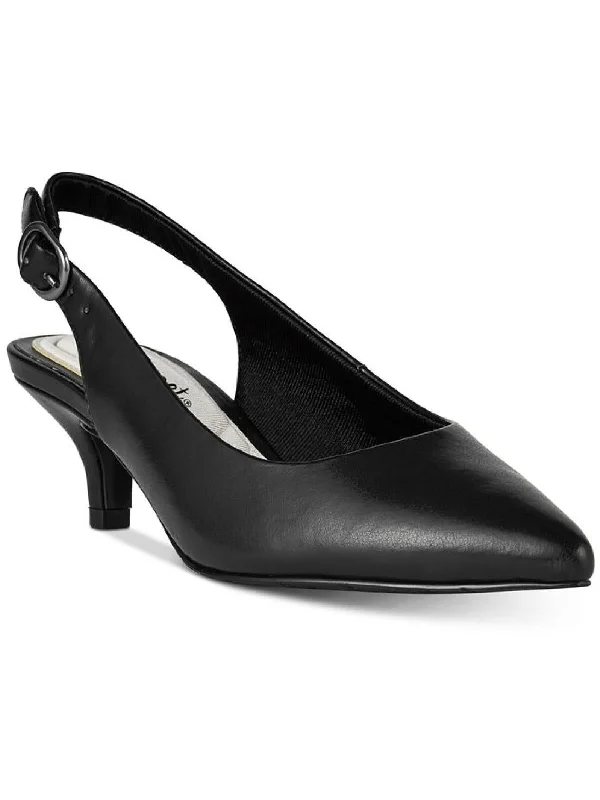 Faye Womens Faux Leather Slingback Kitten Heels---Fashionable Kitten Heels for Date Night