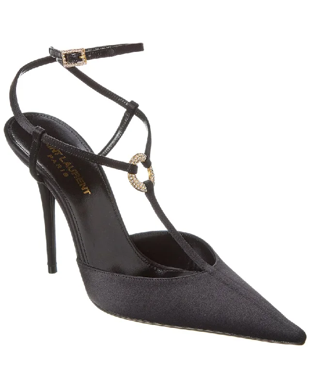 Saint Laurent Luna 105 Satin Slingback PumpAffordable Satin Heels with a Luxe Touch