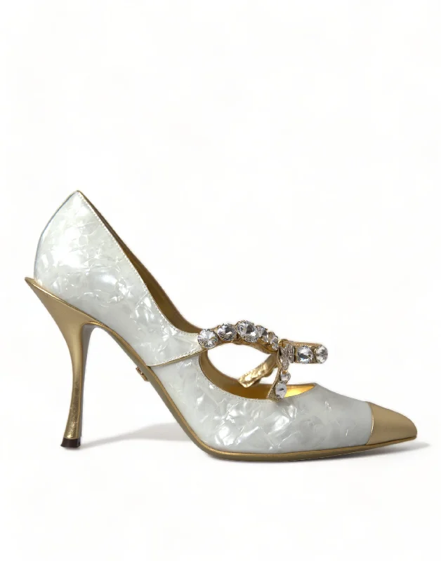 Sleek and Shiny Patent Pump Heels for a Polished Look--Dolce & Gabbana Elegant  Patent Crystal Bow Women's Heels