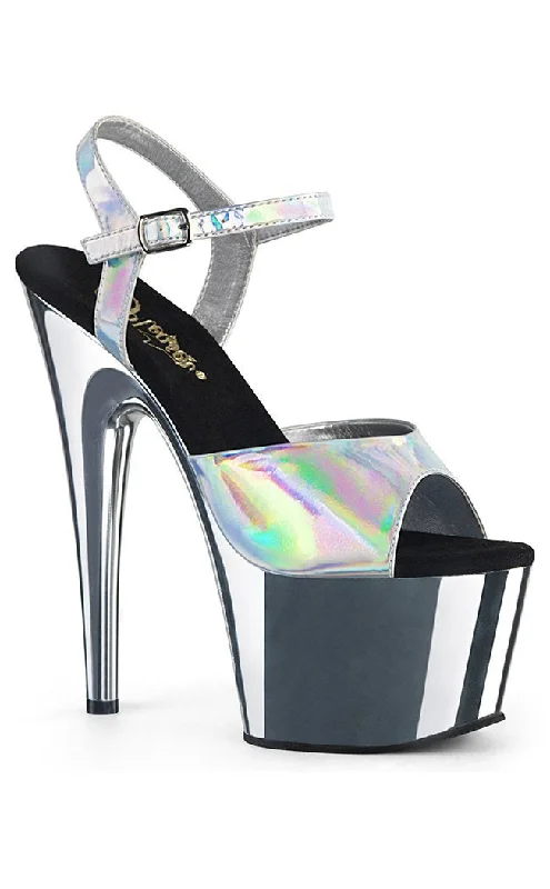 Stiletto Heel Pumps with Perfect Fit--ADORE-709HGCH Silver Hologram & Chrome Heels-Fashionable & Classic