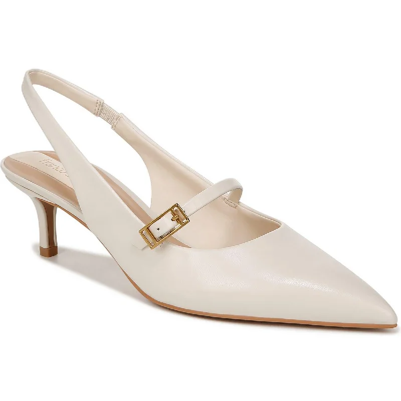 Stiletto Heel Pumps with Perfect Fit--Franco Sarto Womens Khloe Leather Pointed Toe Slingback Heels-Fashionable & Classic