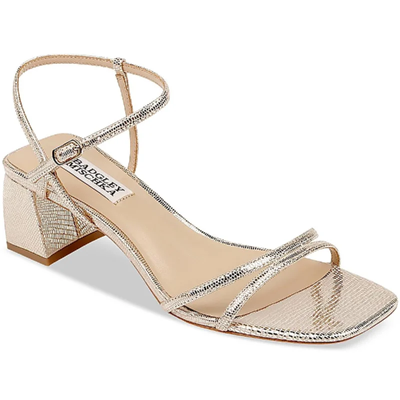 Stylish Ankle Strap Heels for Women--Badgley Mischka Womens Carlota Leather Ankle Strap Block Heels