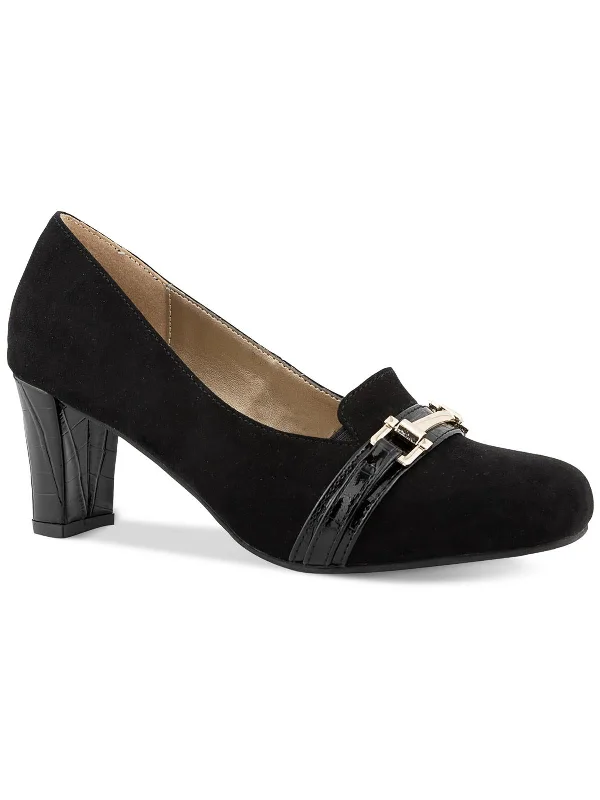 Penzey Womens Faux Suede Square toe Pumps---Durable Square Toe Block Heels for Everyday Use