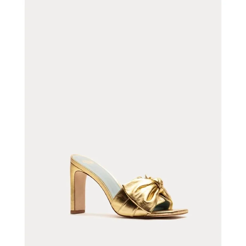 Women's Hilary Heels In Metallic Leather Gold---Comfortable Leather Pumps for Office and Everyday Wear