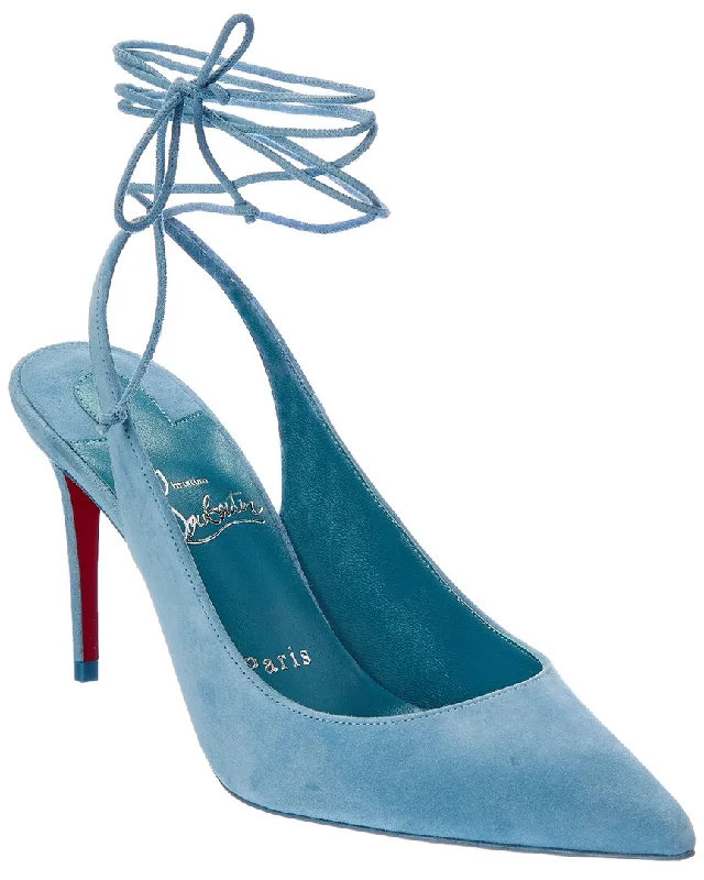 Affordable Suede Ankle Pumps for All-Day Wear--Christian Louboutin Lace-Up Kate 85 Suede Pump