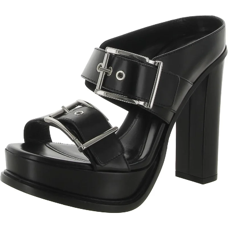 Stylish Open Toe Heels for Summer--Alexander McQueen Womens Leather Open Toe Platform Heels