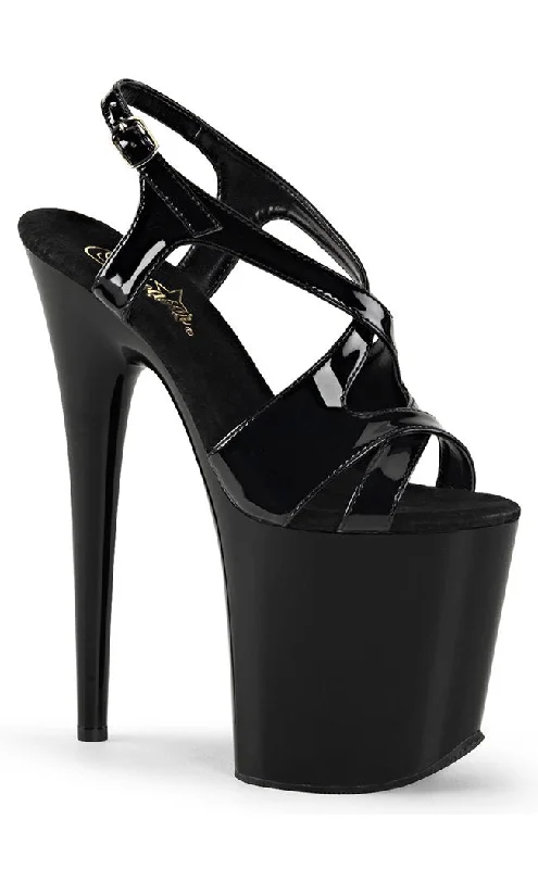 Sleek and Shiny Patent Pump Heels for a Polished Look--FLAMINGO-831 Black Patent Platform Heels