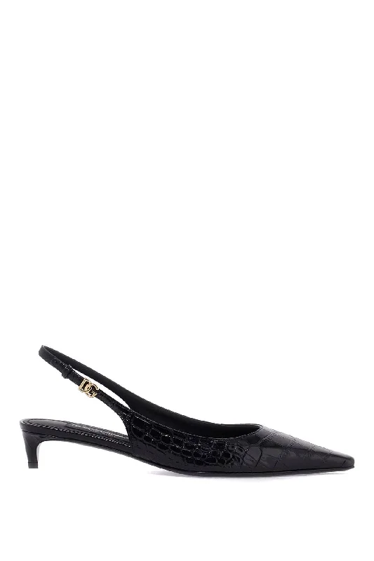 Fashionable Leather Slingback Pumps for Casual Wear--Dolce & Gabbana Women's Cocco Print Leather Slingback DãCol