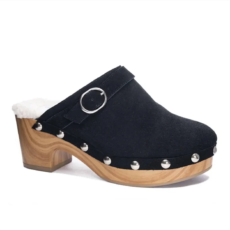 Affordable Suede Ankle Pumps for All-Day Wear--Women's Carlie Split Suede Leather Clogs In Black