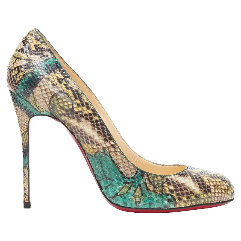 Christian Louboutin Leaf Print Scaled Leather Almond Toe Pump---Comfortable Leather Pumps for Office and Everyday Wear