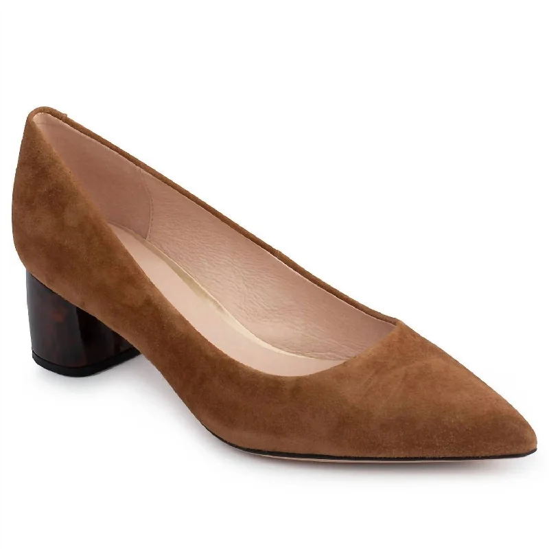 Affordable Suede Ankle Pumps for All-Day Wear--Women's Fave Suede Heel In Camel