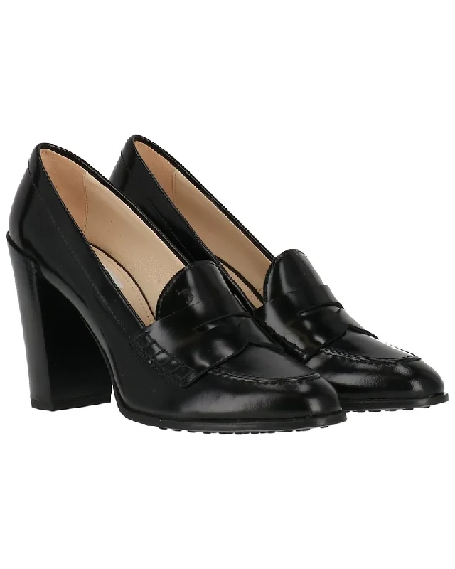 Trendy Chunky Heel Pumps for Casual Wear--Tod's Gomma Leather Loafer Pump