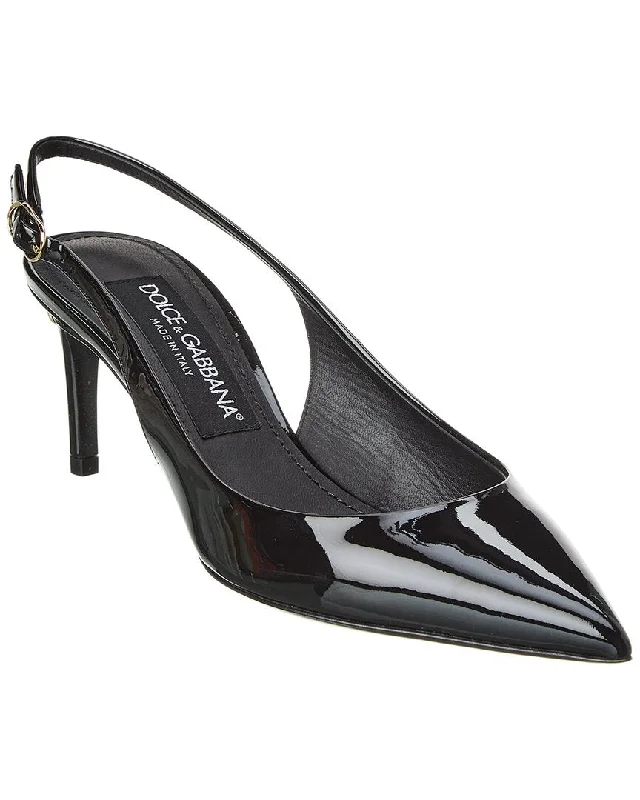 Sleek and Shiny Patent Pump Heels for a Polished Look--Dolce & Gabbana DG Logo Patent Slingback Pump