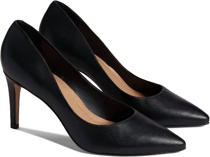 Women's Beatriz Leather Pump Heels In Black---Comfortable Leather Pumps for Office and Everyday Wear