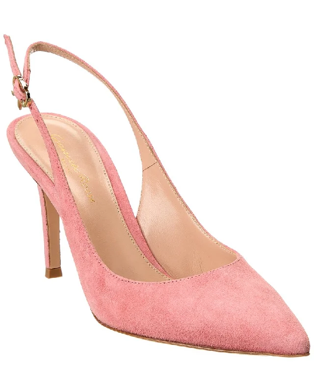 Affordable Suede Ankle Pumps for All-Day Wear--Gianvito Rossi Ribbon Sling 85 Suede Pump