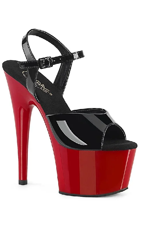 Sleek and Shiny Patent Pump Heels for a Polished Look--ADORE-709 Black & Red Patent Heels