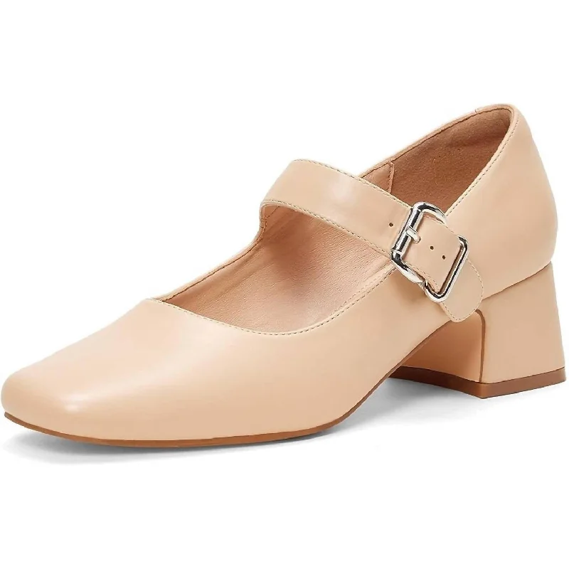 Versatile Heeled Sandals for Any Occasion---Women's Mary Jane Low Heel Shoes In Nude