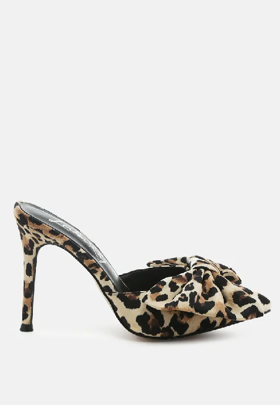 joelle high heel bow tie leopard print mules---Charming Bow Pumps for a Cute and Stylish Look