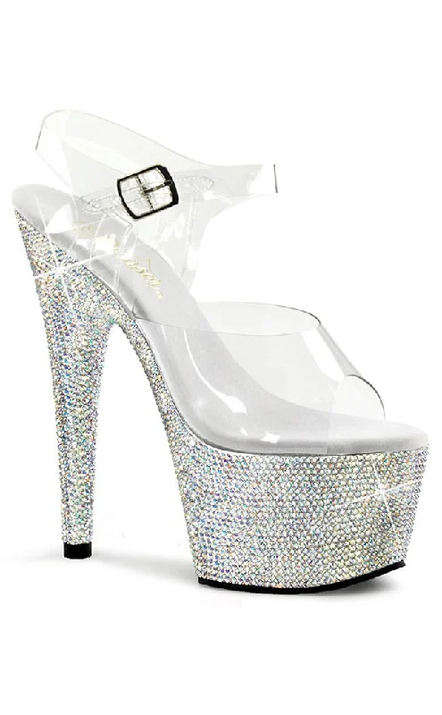 Affordable Rhinestone Pumps for a Dazzling Look---BEJEWELED-708DM Silver Rhinestone Heels