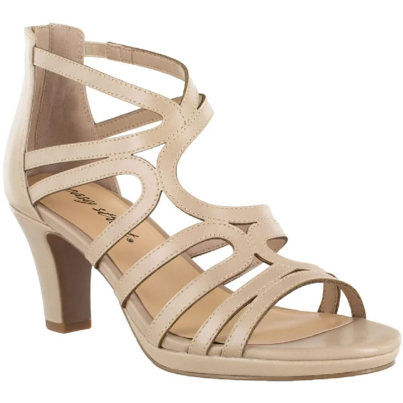 Stylish Open Toe Heels for Summer--Easy Street Womens Elated Open Toe Zipper Block Heels