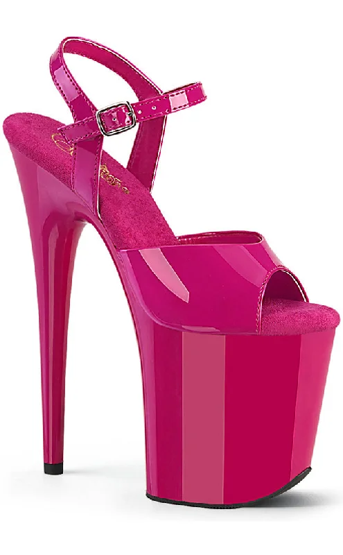 Sleek and Shiny Patent Pump Heels for a Polished Look--FLAMINGO-809 Hot Pink Patent Platform Heels