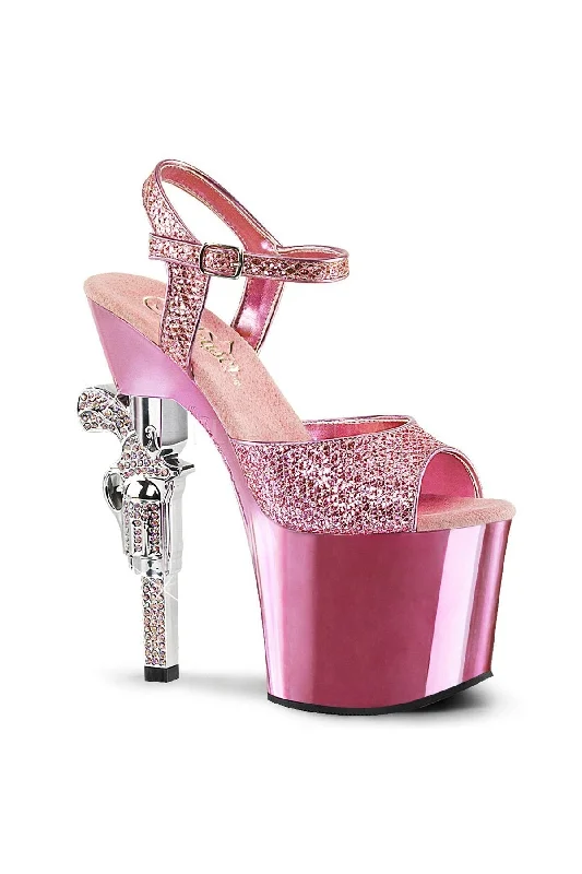 Stiletto Heel Pumps with Perfect Fit--REVOLVER-709G Baby Pink Chrome Heels-Fashionable & Classic