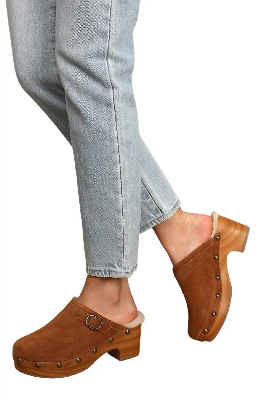 Affordable Suede Ankle Pumps for All-Day Wear--Carlie Split Suede Leather Clogs In Brown