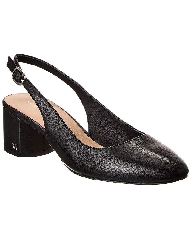 Fashionable Leather Slingback Pumps for Casual Wear--Stuart Weitzman Bridgt 50 Leather Slingback Pump