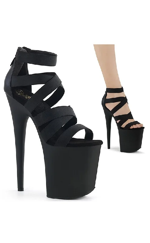 FLAMINGO-859 Black Strappy Platform Heels---Affordable Strappy Platform Heels with Premium Quality