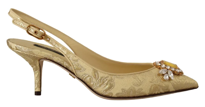 Affordable Rhinestone Pumps for a Dazzling Look---Dolce & Gabbana Gleaming  Crystal Slingback Women's Heels