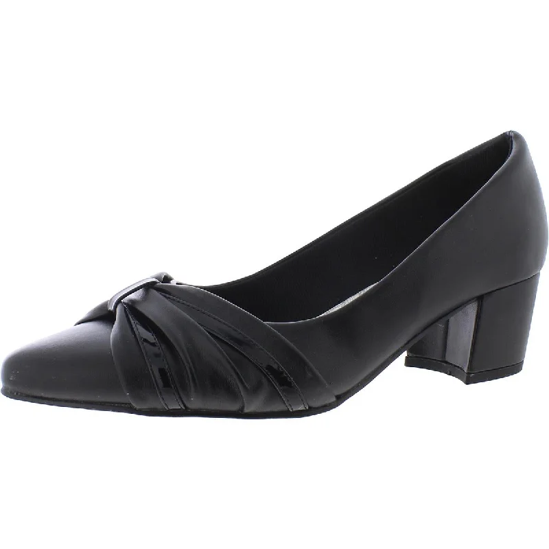 Millie Womens Faux Leather Slip-On Pumps---Comfortable Leather Pumps for Office and Everyday Wear