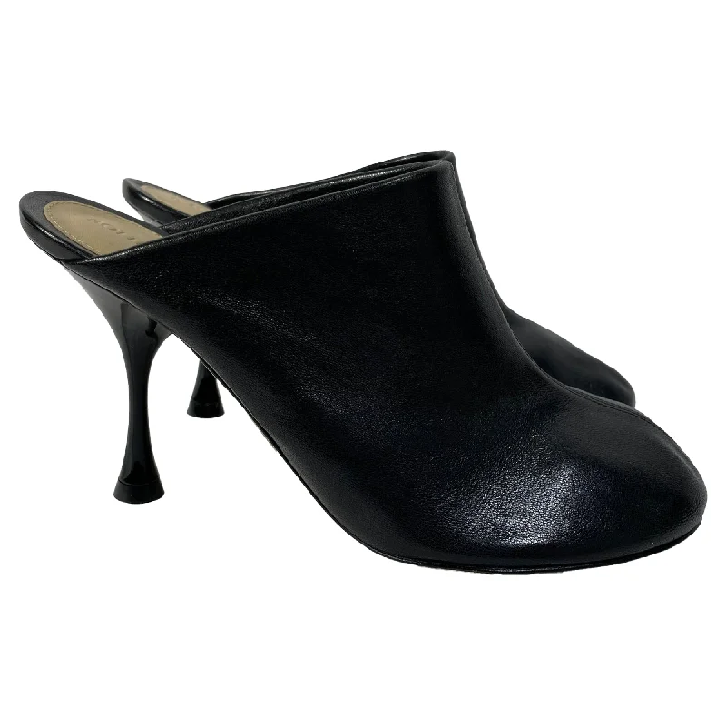 Bottega Veneta Dot Sock Mules in Black Lambskin Leather---Comfortable Leather Pumps for Office and Everyday Wear