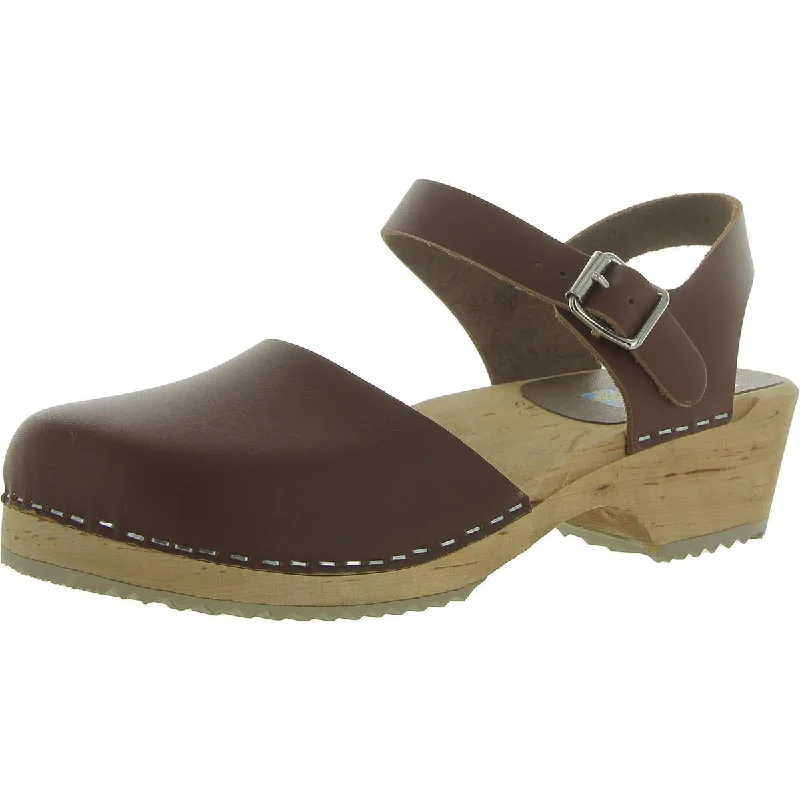 Womens Leather Heels Clogs---Comfortable Leather Pumps for Office and Everyday Wear